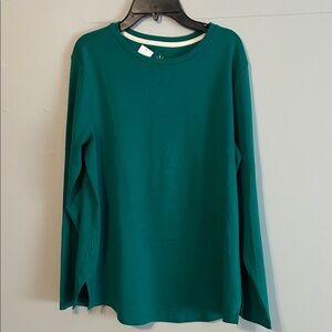 Isaac Mizrahi:Kelly green Long Sleeve Women's Top. Med. 💯 Pima cotton.